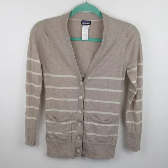 Patagonia Women's Merino Wool Striped Lightweight Cardigan sz XS